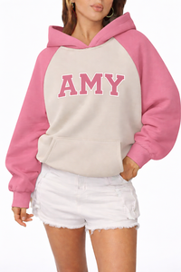 Sweat-shirt à capuche long et ample pour femme, en velours, avec logo sur le devant, coupe décontractée, chaud, style streetwear, pour l'hiver - Product Image 2