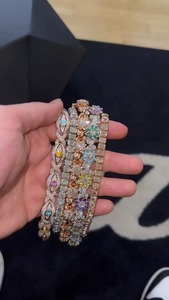 Pulseras Cuadradas de Oro Amarillo de 10k con Diamantes de Moissanita de Alta Demanda para Unisex, Pulseras de Moissanita Estilo Hip Hop de la India - Product Image 2