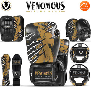 ถุงมือฝึกซ้อมชกมวย Venomous Gold Reaper Focus Mitts หนังโค้งพรีเมียม ดีไซน์กันลื่น เป็นมิตรกับสิ่งแวดล้อม สีดำพิมพ์ลายทอง - Product Image 6