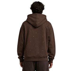 Sweat à capuche oversize en polaire marron foncé pour homme, motif étoile en strass, design lourd, streetwear de luxe personnalisé - Product Image 2