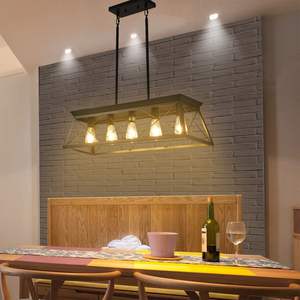Lámpara Colgante Industrial Negra de 32 Pulgadas con Diseño de Jaula Metálica Moderna, 5 Luces, Ajustable, para Comedor o Sala de Estar - Product Image 4