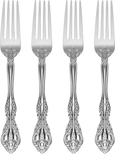 Fourchettes de table classiques plaquées argent, manche en acier inoxydable poli miroir, ensemble de couverts pour mariage - Product Image 1