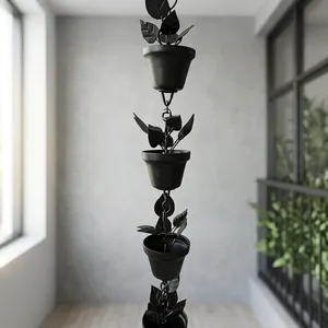 Cadena de Lluvia Decorativa con Diseño de Hojas, Cadena de Drenaje de Agua para Exteriores, Sistema de Recolección de Agua de Lluvia Colgante para Jardín y Hogar - Product Image 2