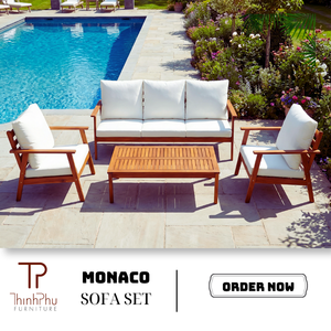 Monaco Solid Wood Eco-Friendly Durable Modular Sofa <b>Set</b> with Modern Design for Living Rooms Villas Hotels Gardens & Coffee Shops - Product Image 1