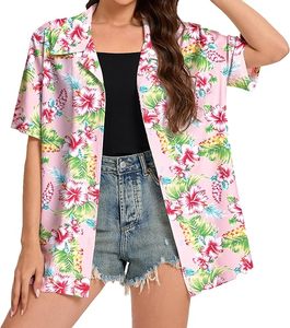 Camisa Hawaiana Informal para Mujer, Estampado Floral, con Botones, para Vacaciones de Verano en la Playa - Product Image 4