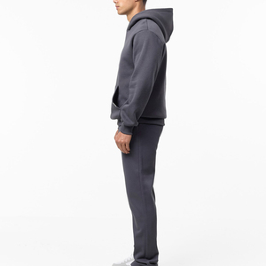 Ensemble de survêtement décontracté personnalisé pour homme, 2 pièces, coupe ample, automne, sweat à capuche et pantalon de jogging, épais, oversize, uni, polyester/coton, respirant - Product Image 5