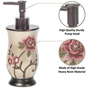 Set di Accessori da Bagno Moderno Classico Floreale Larrisa 4 Pezzi Include Dispenser Sapone, Bicchiere, Portaspazzolino, Portasapone per Uso Domestico - Product Image 3