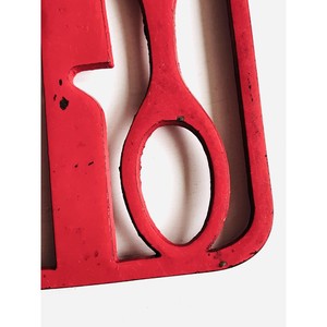 Red Metal Rectangle <b>Trivet</b> With Fork Knife Spoon Cutouts Modern Design Non Slip Kitchen Mat - Product Image 2