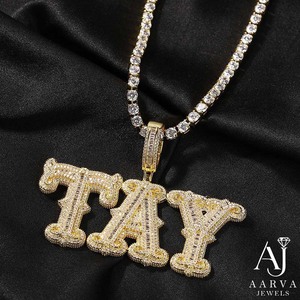 Custom Name Letter Moissanite Hip Hop Pendant Chain Necklace Gold Color Charms Jewelry for Men Women Party Gift Wear - Product Image 2