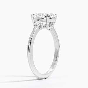 Camellia Three Stone Pear Cut Moissanite Prong Setting <b>Solitaire</b> Engagement <b>Ring</b> with 14K Gold Plated <b>Silver</b> and GRA Certificate - Product Image 6