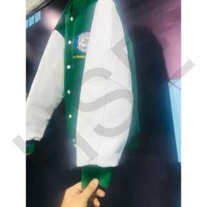 Chaqueta Universitaria Personalizada Verde y Blanca – Estilo Universitario Bordado de Primera Calidad - Product Image 3