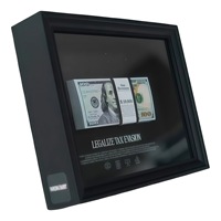 Cadre de présentation 3D creux détachable en bois noir avec verre véritable pour la collection de clés de voiture et de billets de banque