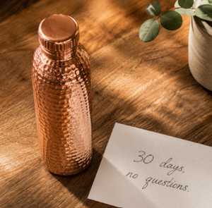 Deluxe Pure Copper Water <b>Bottle</b> With Hammered Eco Friendly Seamless Pure Copper Hydration <b>Flask</b> Set - Product Image 1