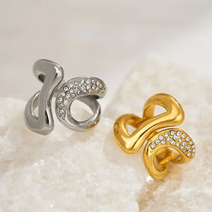 Double Band Curved Open <b>Adjustable</b> <b>Ring</b> Geometric Designer IGI Certified Round Lab Grown Diamond Wedding 10K 14K 18K Solid Gold - Product Image 6