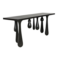 Nouvelle Arrivée : Support de Table Console Haut de Gamme en Métal Plaqué Or de Qualité Supérieure avec Plateau en Marbre Noir – Motif Tendance