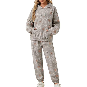 Conjunto de Sudadera con Capucha y Pantalones Anchos para Mujer, en Felpa con Spandex, Diseño Sólido, Corte Holgado, Estilo Casual Urbano, para Todas las Temporadas - Product Image 1