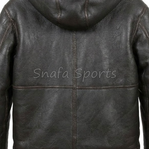 Leather <b>fur</b> Men's Sheepskin Real Leather Jacket Coat Bomber Flying Shearling Zipper Closure Moto & Biker Jackets - Product Image 5