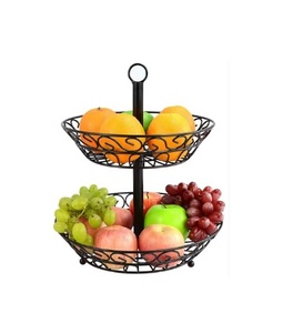 Luxury Wholesale Decorative Round Gold Plated Iron <b>Fruit</b> Basket Multi Function <b>Storage</b> with Handle - Product Image 3