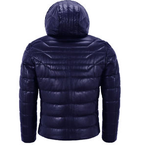 <b>Mens</b> Leather Puffer <b>Jacket</b> Water Resistant Quilted Winter Coat Warm Insulated Outdoor Casual Fashion Custom - Product Image 6