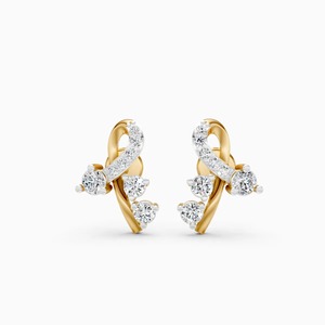 Boucles d'oreilles clous torsadées en diamant rond avec diamants de laboratoire de 0,35 carat en or jaune 9K, or blanc, or rose - Product Image 3