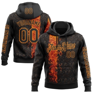 Sudadera con Capucha Deportiva Étnica Tribal con Diseño 3D en Negro y Naranja Personalizada de OMMIZ INDUSTRY al por Mayor - Product Image 1