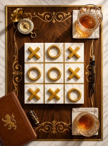 Juego de mármol blanco y latón Tic Tac Toe, regalo perfecto, juego de Interior de cumpleaños para niños y entretenimiento familiar, juegos de mesa - Product Image 3