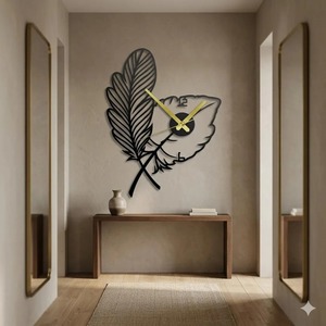 Horloge murale blanche en forme de feuille, idéale pour offrir en cadeau lors de fêtes de déménagement, mariages et occasions spéciales, fabriquée à la main en Inde - Product Image 3