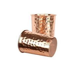 Copper Hammered Finish Drinking Cups Set of 2 Minimalist Design Kitchen Use Eco Friendly Metal Cups - Product Image 1