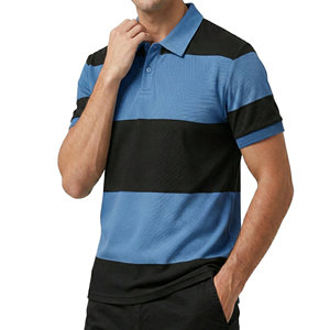 Polo rayé de style rugby pour homme de haute qualité, manches courtes, tissu piqué respirant, polos personnalisés en gros pour hommes - Product Image 3