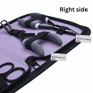 Kit professionnel d'outils pour extensions capillaires en acier inoxydable : pinces à micro-perles, aiguilles à coudre, séparateur de mèches Velcro - Product Image 5