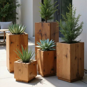 Meilleures ventes : Grand bac à plantes en bois d'extérieur avec trous de drainage pour plantes de balcon, terrasse et patio - Product Image 1