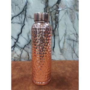 Bouteille d'eau en cuivre finition miroir, forme incurvée, réutilisable, gourde métallique polie et lisse, récipient d'hydratation quotidienne - Product Image 5