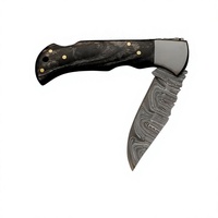 Couteau de poche pliant artisanal en acier Damas avec manche en bois, lame à pointe tombante, pour camping, chasse, survie, EDC, OEM
