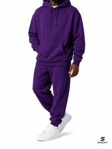 Sudadera con Capucha Morada para Hombre SINEWY, Corte Regular, Color Sólido, Manga Raglán, con Bolsillo - Product Image 3
