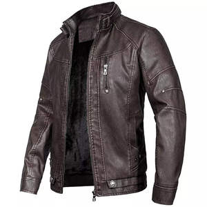Hot Sale Men's <b>Winter</b> <b>Leather</b> <b>Jacket</b> with Stand Collar Comfortable Breathable Windproof Custom Size Available Men <b>Leather</b> <b>Jacket</b> - Product Image 1