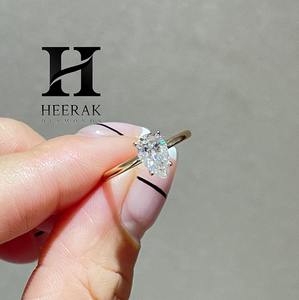 Anillo de Compromiso con Moissanita Corte Pera, Oro de 14K, Anillo Solitario con Diamante Cultivado en Laboratorio para Mujer, Fabricante de Joyería Personalizada - Product Image 3