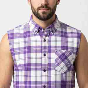 Chemises décontractées classiques pour hommes, chemise en flanelle de coton unie, design de doublure emblématique, coupe ajustée, élégance moderne, chemise sans manches pour hommes pour l'été - Product Image 5
