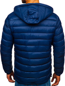 Men's <b>Winter</b> Puffer Jacket Plus Size Hooded with Zipper Closure Breathable Casual Outdoor Customizable Shiny Puffer <b>Coat</b> - Product Image 2