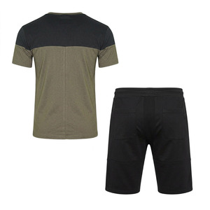 Ensemble T-shirt et short d'été pour homme EKIN IMPEX, col rond, couleurs contrastées, séchage rapide, tricoté, tenue décontractée, ensemble short de sport - Product Image 2