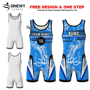 ชุดนักมวยปล้ำชายแบบไฮคัท สีน้ำเงิน น้ำหนักเบา สำหรับฝึกซ้อมและการแข่งขัน - Product Image 3