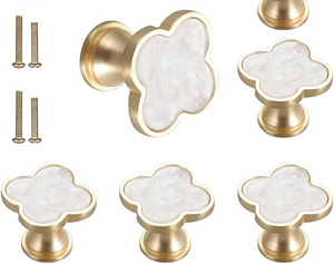 Brass Four-Leaf Clover Knobs Handle,Gold Cabinet Knobs Cabinet Drawer Dresser Furniture Kitchen <b>Wardrobe</b> Knob - Product Image 1