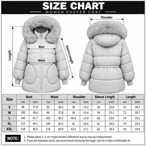 <b>Women</b> Plus Size Ultra Durable <b>Snow</b> White Puffer <b>Coat</b> Thick Quilted Polyester Removable Hood Straight Hem Drop Sleeve Puffer <b>Coat</b> - Product Image 6