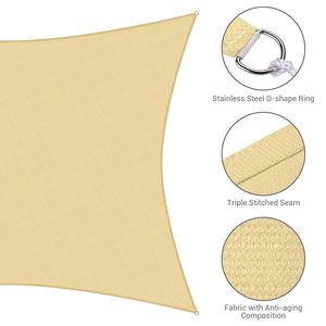Tenda Parasole Rettangolare Beige 20 x 16 - Elegante Prodotto per Esterni Categoria: Tende e Reti Ombreggianti - Product Image 5