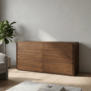 Cómoda Moderna Minimalista de Madera Maciza de Teca Mora con Acabado Natural, 9 Cajones, para Dormitorio, Estilo Rústico y Sala de Estar - Product Image 2