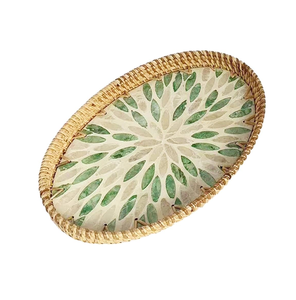 Juego de bandejas de cocina de nácar y ratán de nuevo diseño para almacenar postres y bocadillos al precio más bajo. - Product Image 3