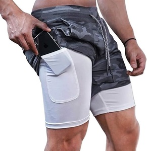Double <b>Layer</b> Short With Visible Under <b>Layer</b> <b>Mid</b> Length Along 6 Inch Phone Pocket All Over Sublimation Printed Camo Men Short - Product Image 2