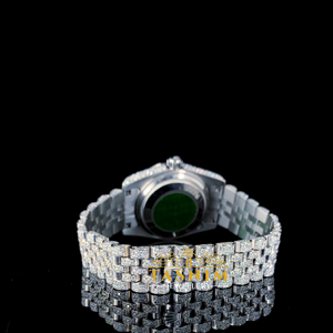 Nouvelle montre automatique en quartz avec verre mélangé, date, diamants Moissanite qualité VVS, style sport, mode, hip-hop, bicolore jaune - Product Image 5