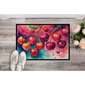 Colorful Cherries Non-Slip Indoor/Outdoor Doormat Washable Low Pile 24H X 36W Front <b>Door</b> <b>Mat</b> for Entryway - Product Image 2