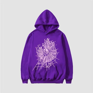 Sweat-shirt à capuche noir pour homme, imprimé toile d'araignée, décontracté, en coton tricoté, coupe classique, avec logo sur le devant - Product Image 6