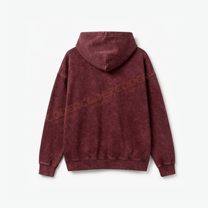 Sudadera con Capucha de Algodón con Cierre y Estampado de Alta Calidad, Lavada al Ácido, Estilo Desgastado, Unisex, Hecha en Pakistán - Product Image 4